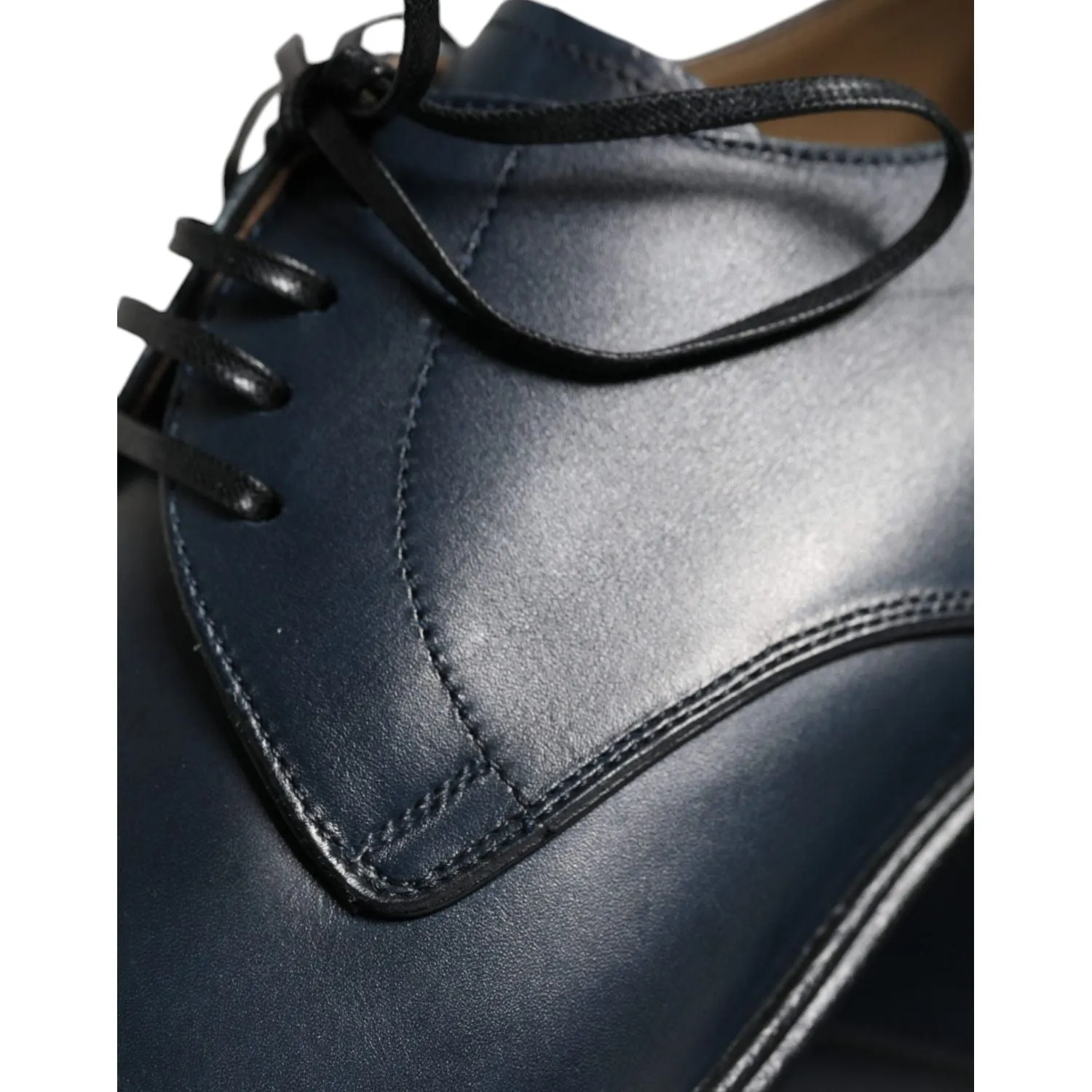 Dolce & Gabbana Navy Blue Leather Derby Dress Formal Shoes