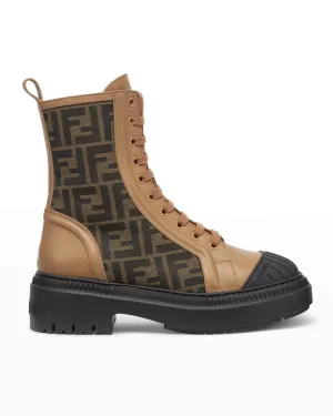 Domino FF Fendi lace-up biker boots