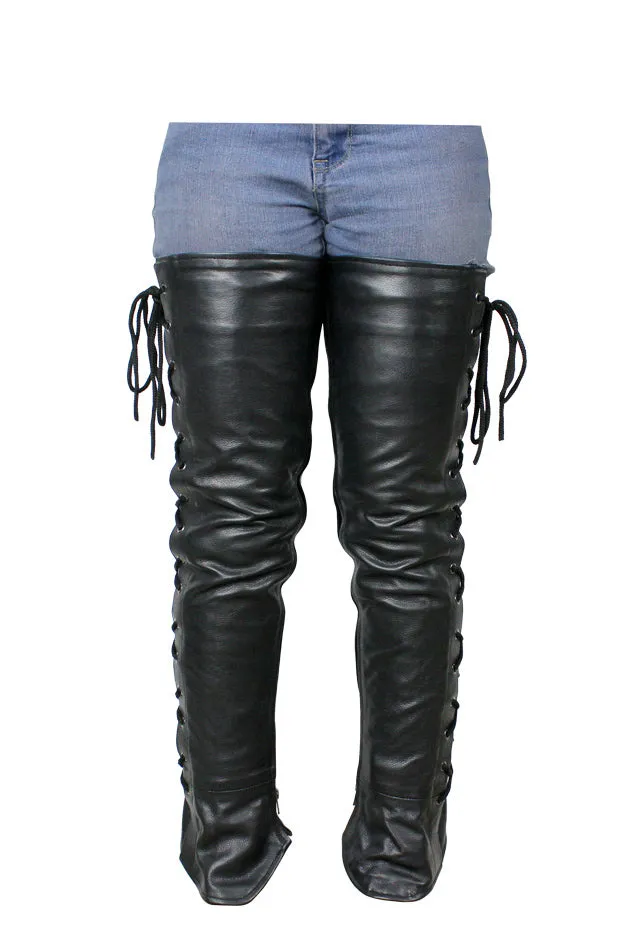 Dream Apparel Ladies Naked Cowhide Leather Laced Leggings Half Chaps