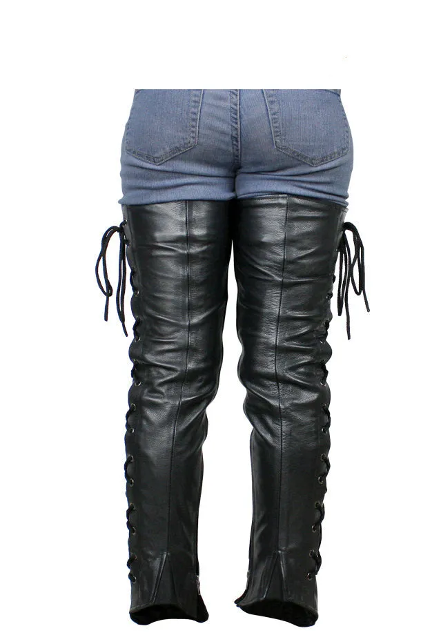 Dream Apparel Ladies Naked Cowhide Leather Laced Leggings Half Chaps