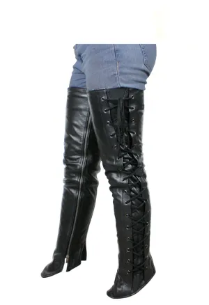 Dream Apparel Ladies Naked Cowhide Leather Laced Leggings Half Chaps