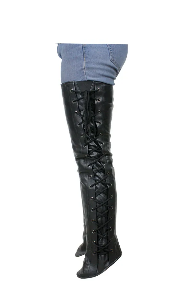 Dream Apparel Ladies Naked Cowhide Leather Laced Leggings Half Chaps