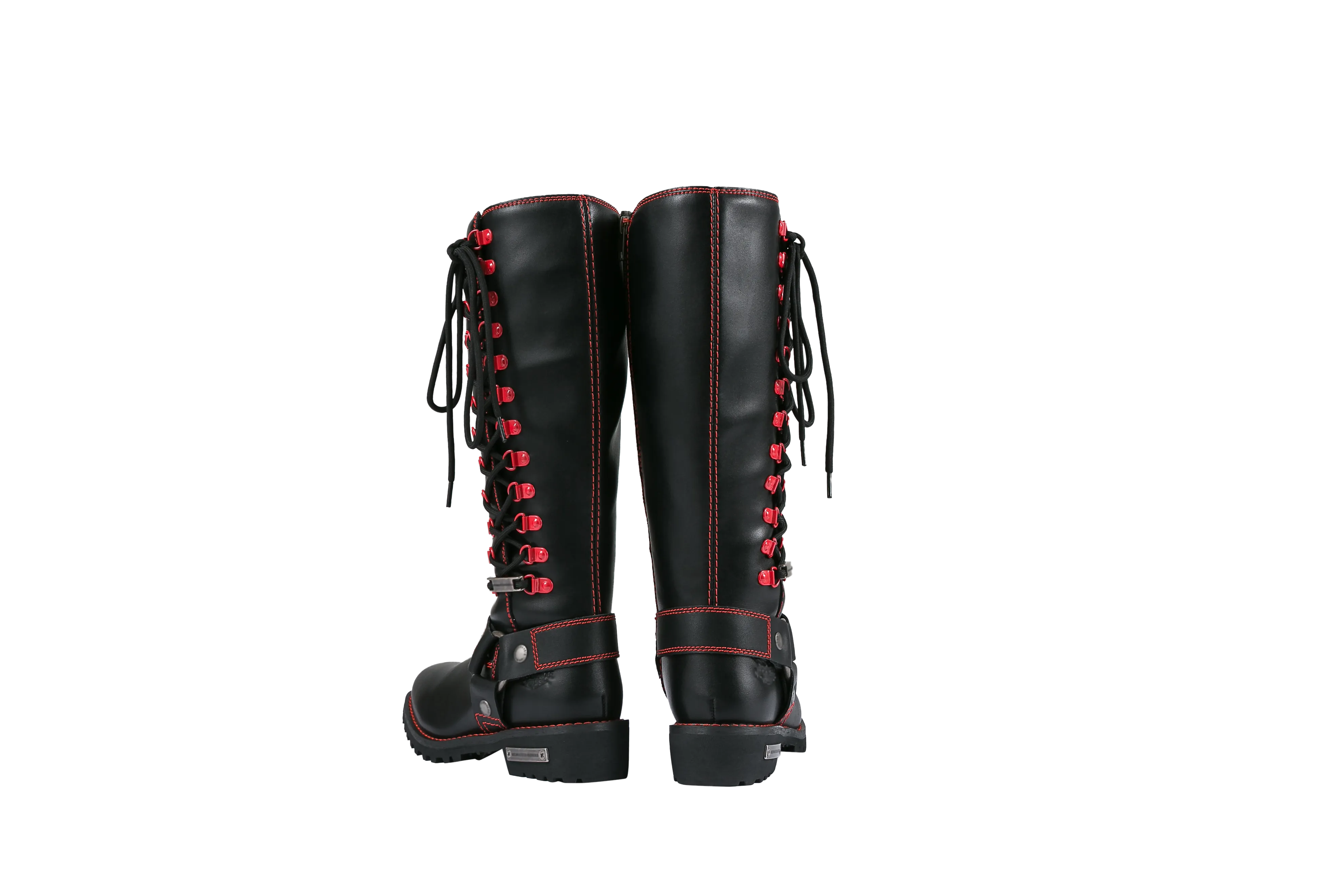 Dream Apparel® Women Biker Long Boots with Red Laces