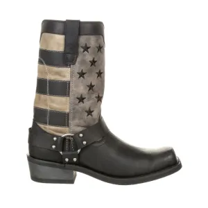 'Durango" Men's 12" Faded Flag Harness Square Toe - BLACK FADED FLAG