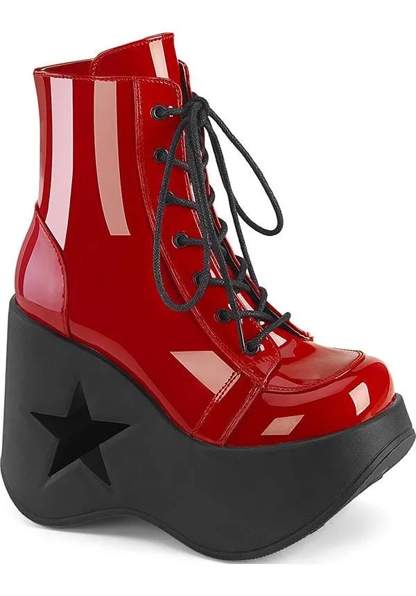 DYNAMITE-106 [Red Patent] | PLATFORM BOOTS [PREORDER]