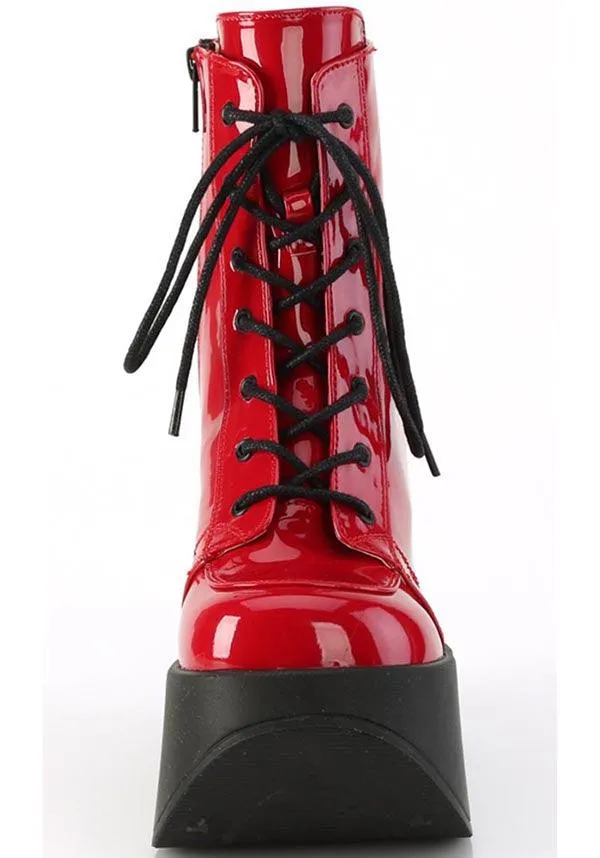 DYNAMITE-106 [Red Patent] | PLATFORM BOOTS [PREORDER]