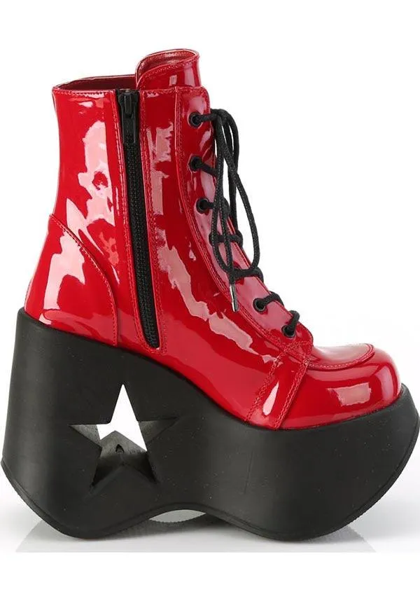 DYNAMITE-106 [Red Patent] | PLATFORM BOOTS [PREORDER]