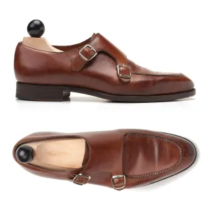 EDWARD GREEN Last 82 "Fulham" Brown Norwegian Double Monk Shoes 6.5 US 7-7.5