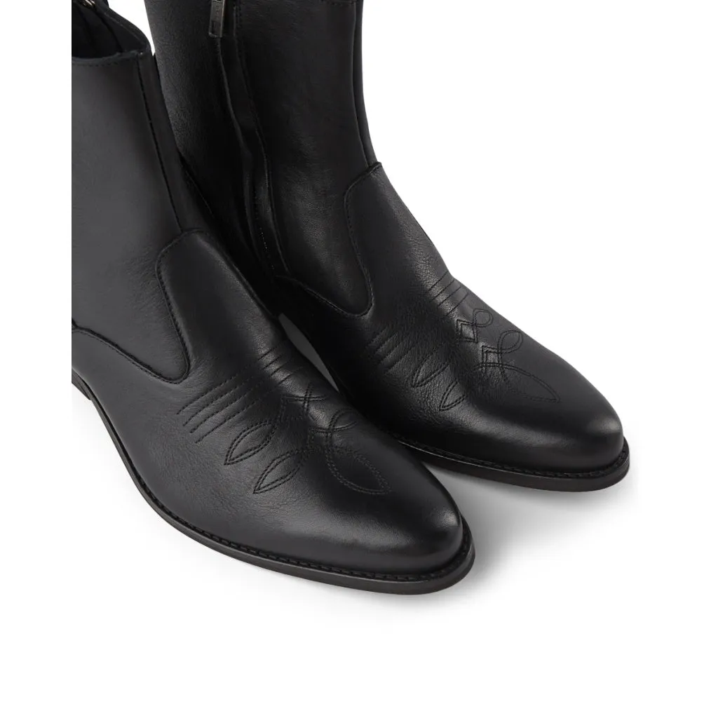 Enzo Leather Biker Boot - BLACK