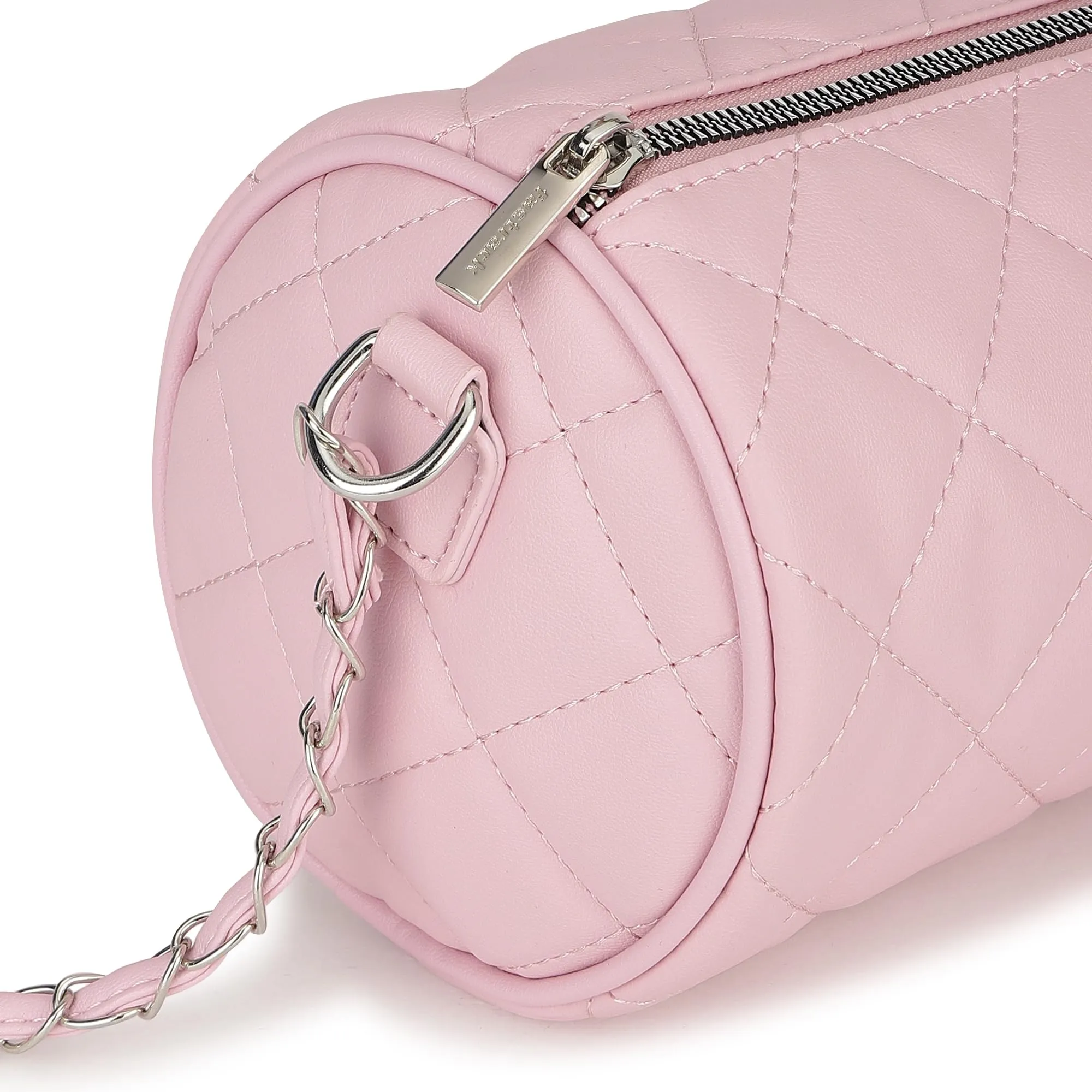 Fastrack Quilted Design Sling Bag For Womens, Ladies And Girls | Stylish And Trendy Handbag | Made Up Of Semi Pu Leather, Pink