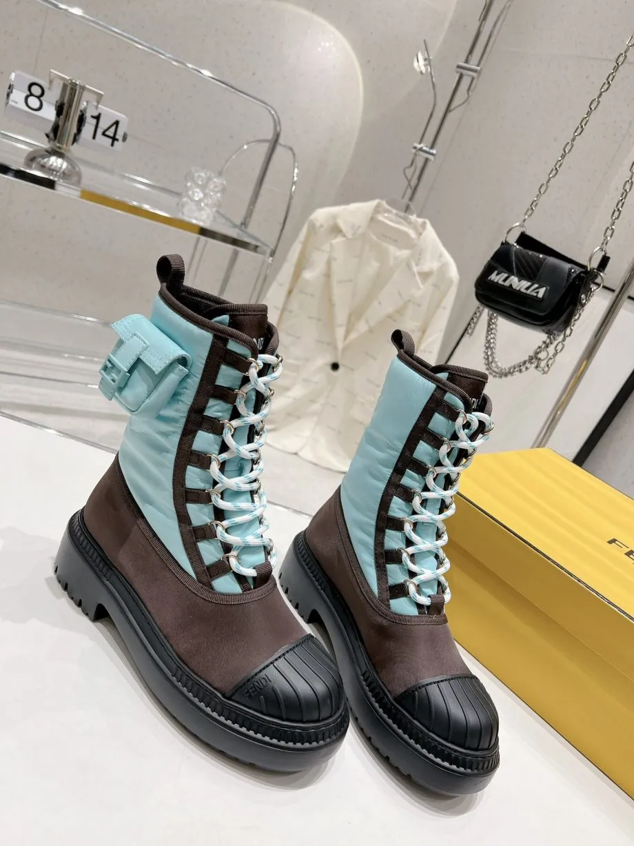 FD Domino Biker Boots Blue For Women