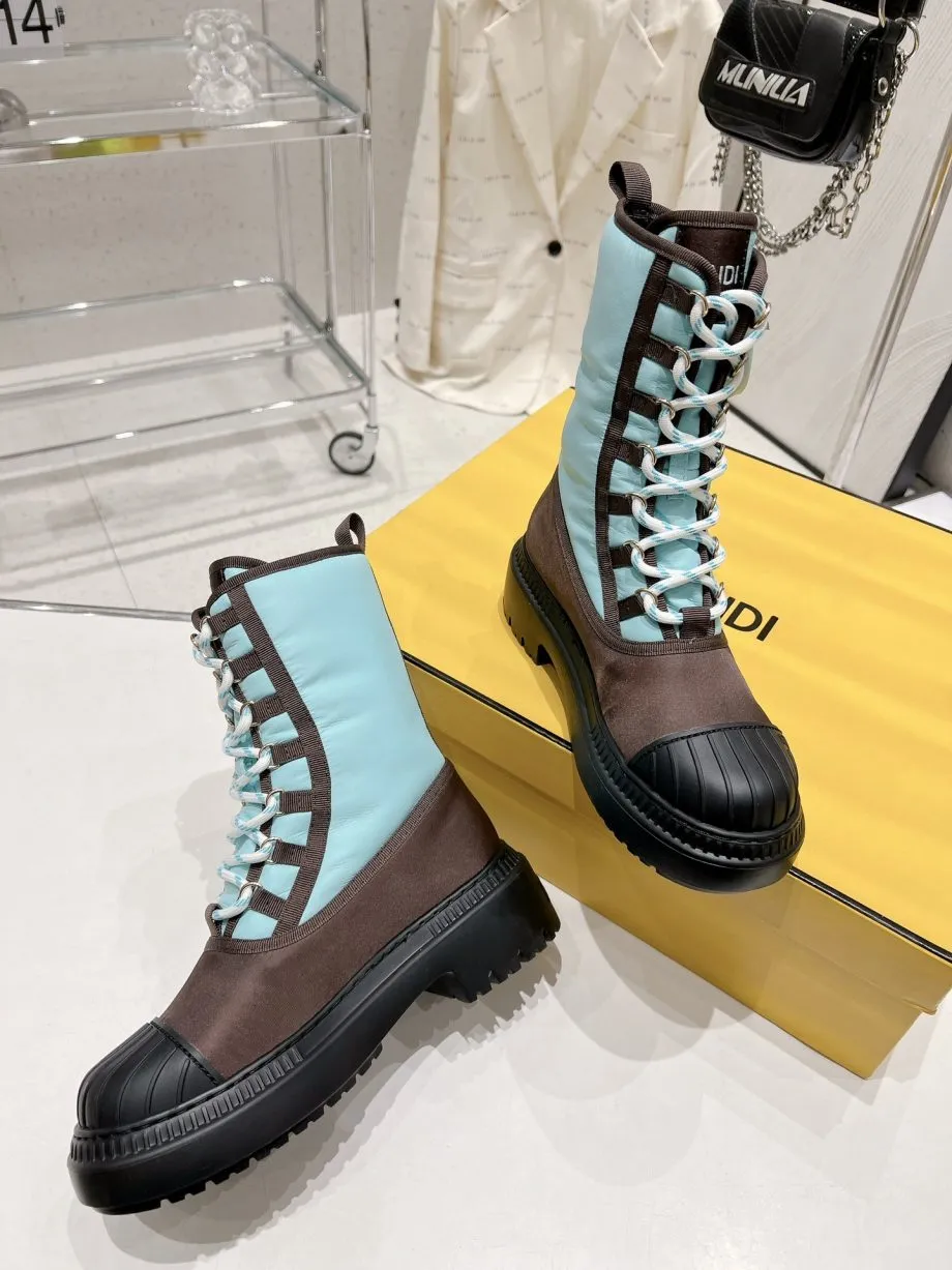 FD Domino Biker Boots Blue For Women