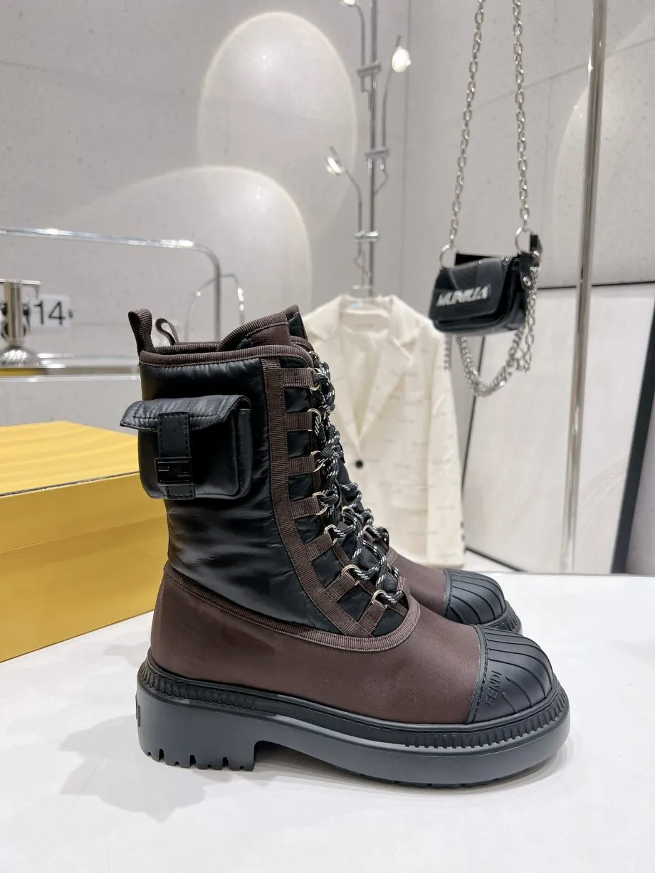 FD Domino Biker Boots Brown For Women