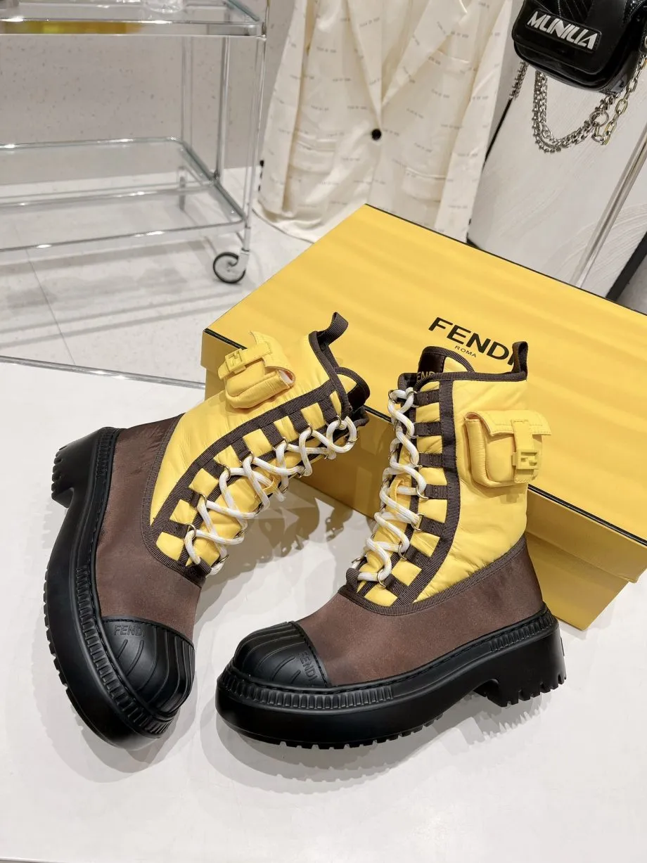 FD Domino Biker Boots Yellow For Women 8T8381ALJ0F0UUG