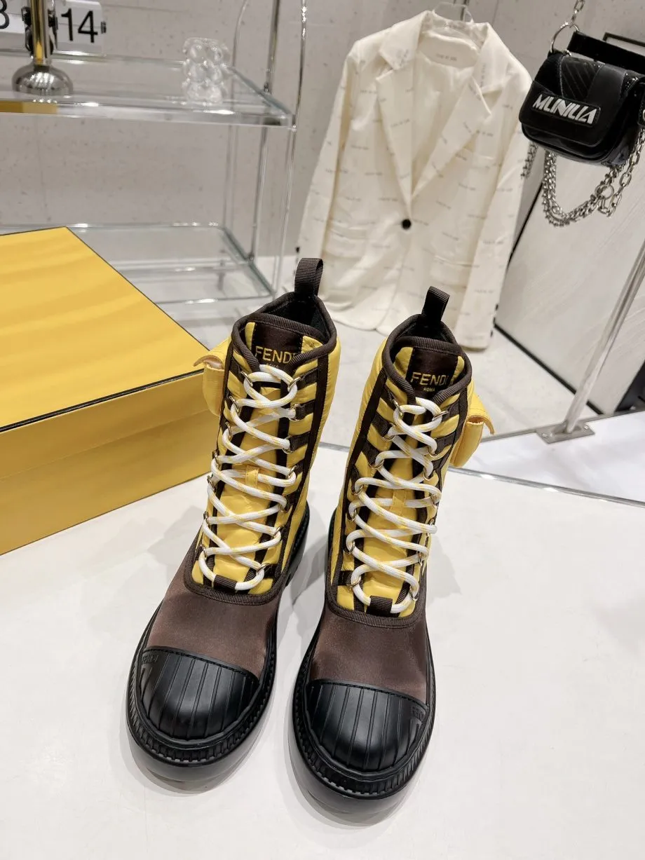 FD Domino Biker Boots Yellow For Women 8T8381ALJ0F0UUG