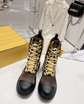 FD Domino Biker Boots Yellow For Women 8T8381ALJ0F0UUG