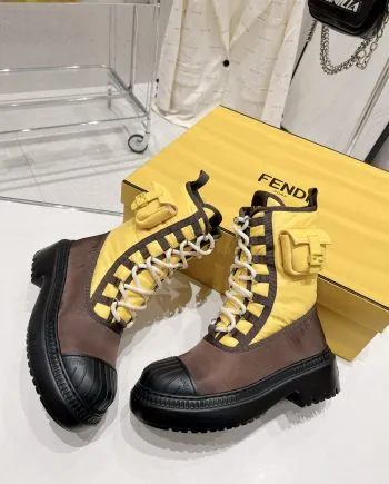 FD Domino Biker Boots Yellow For Women 8T8381ALJ0F0UUG