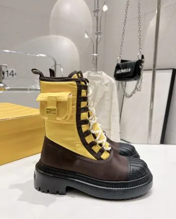 FD Domino Biker Boots Yellow For Women 8T8381ALJ0F0UUG