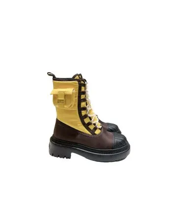 FD Domino Biker Boots Yellow For Women 8T8381ALJ0F0UUG