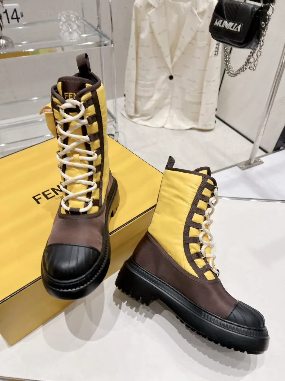 FD Domino Biker Boots Yellow For Women 8T8381ALJ0F0UUG