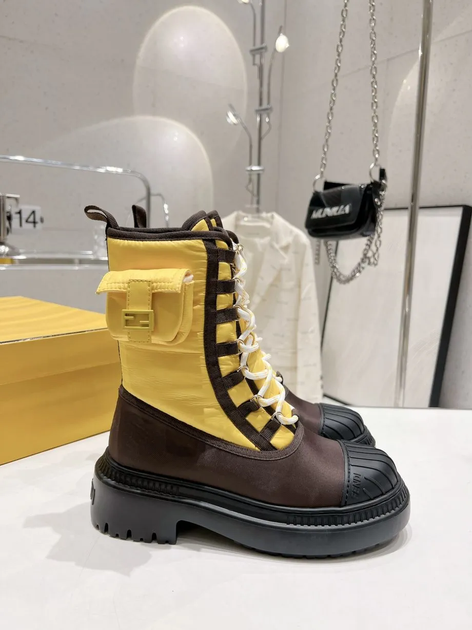 FD Domino Biker Boots Yellow For Women 8T8381ALJ0F0UUG