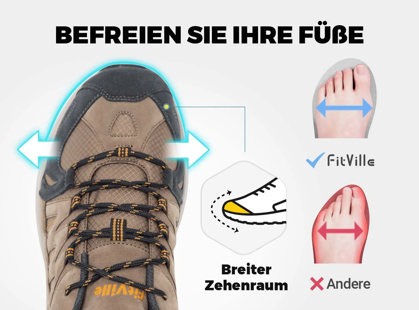 FitVille Herren Low-Top Sturdy Core Wanderschuhe V3