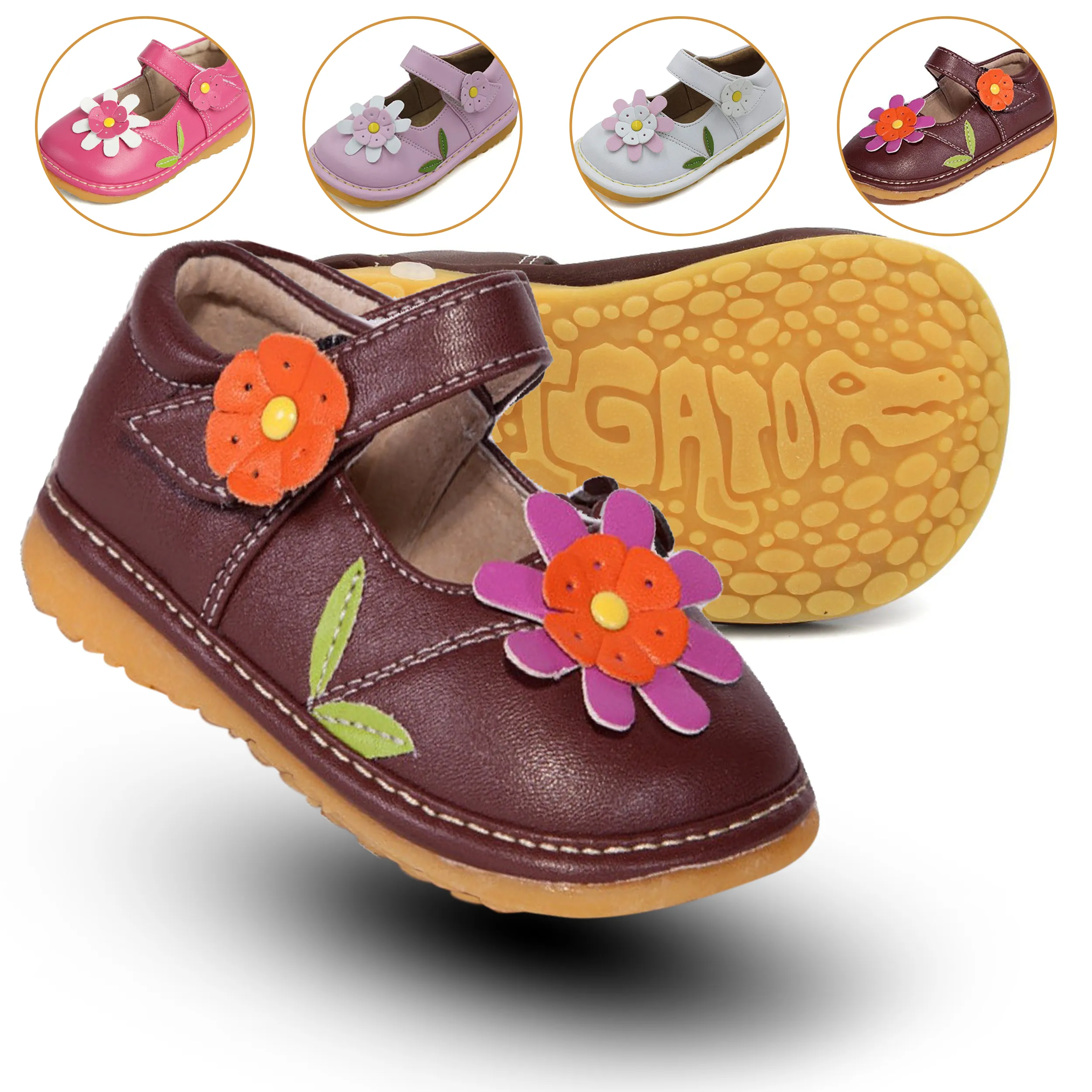 Flower Mary Jane Squeaky Shoes