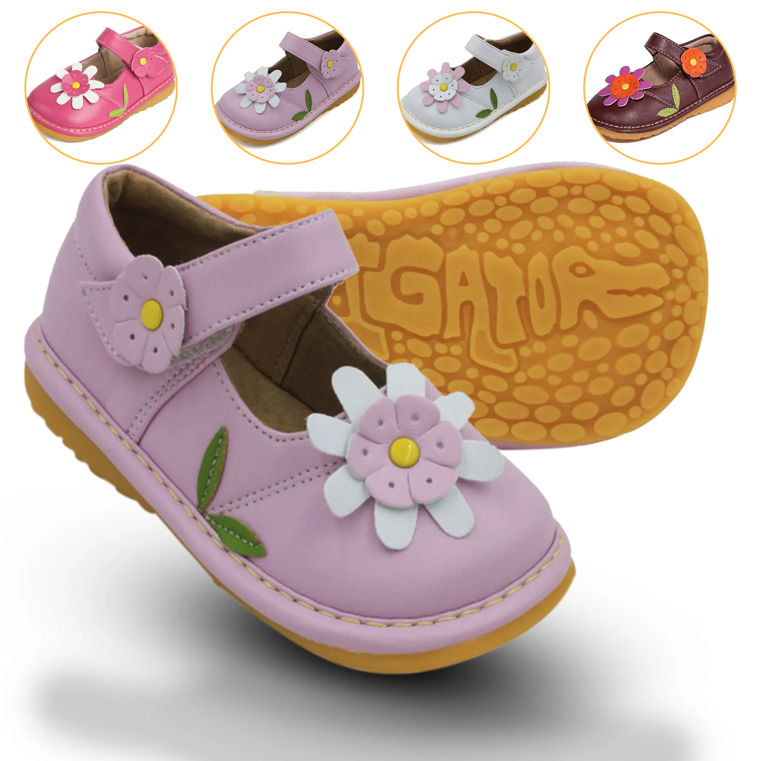 Flower Mary Jane Squeaky Shoes