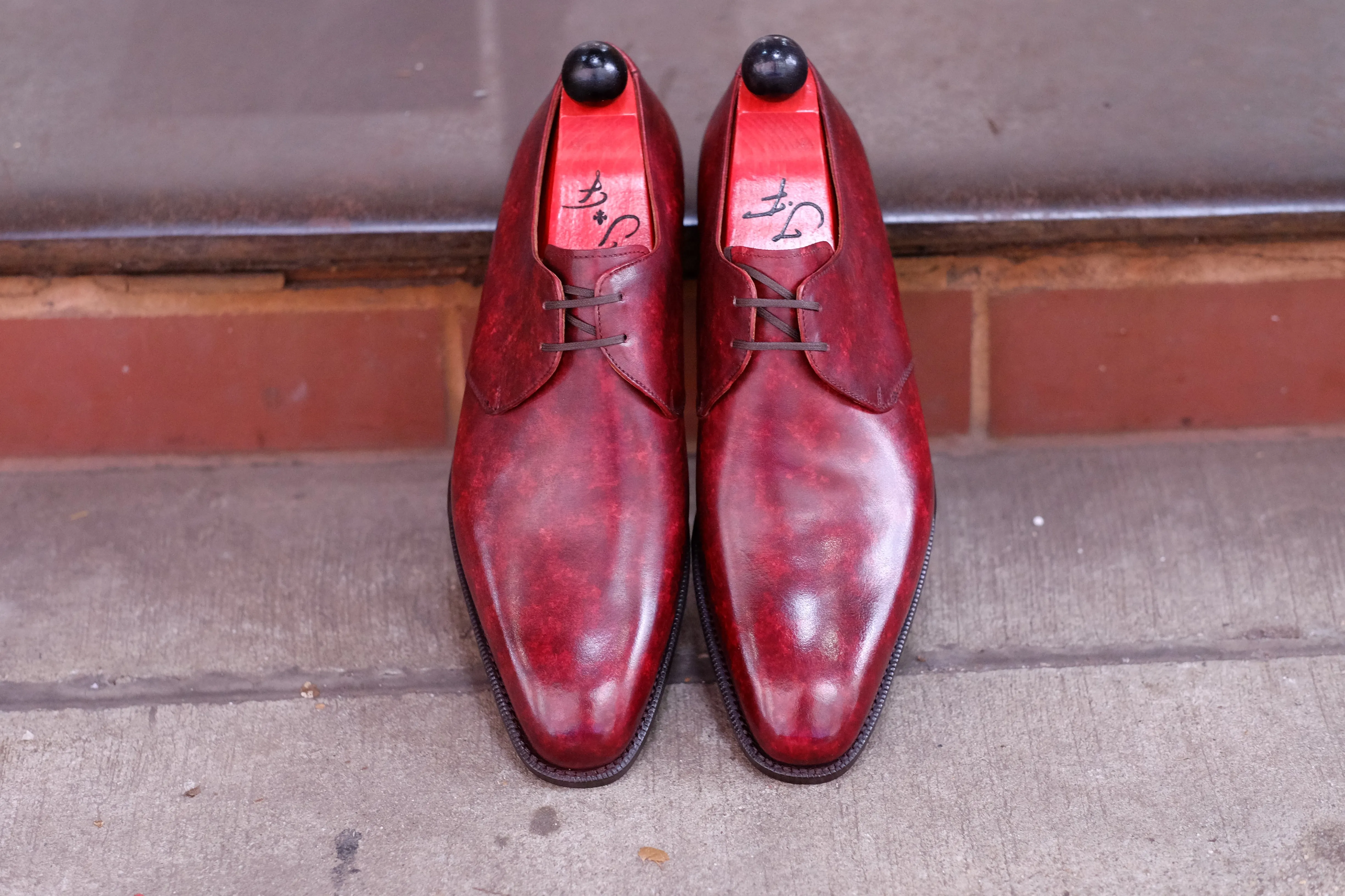 Fremont - MTO - Burgundy Marble Patina - LPB Last - Single Leather Sole