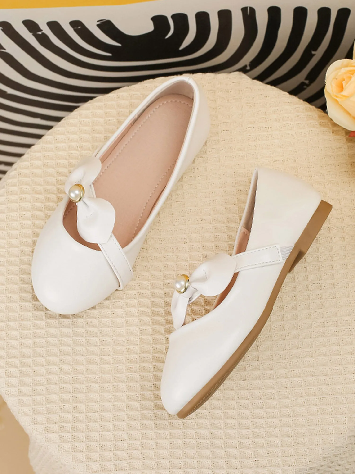 Girls Princess Shoes White Leather Shoes