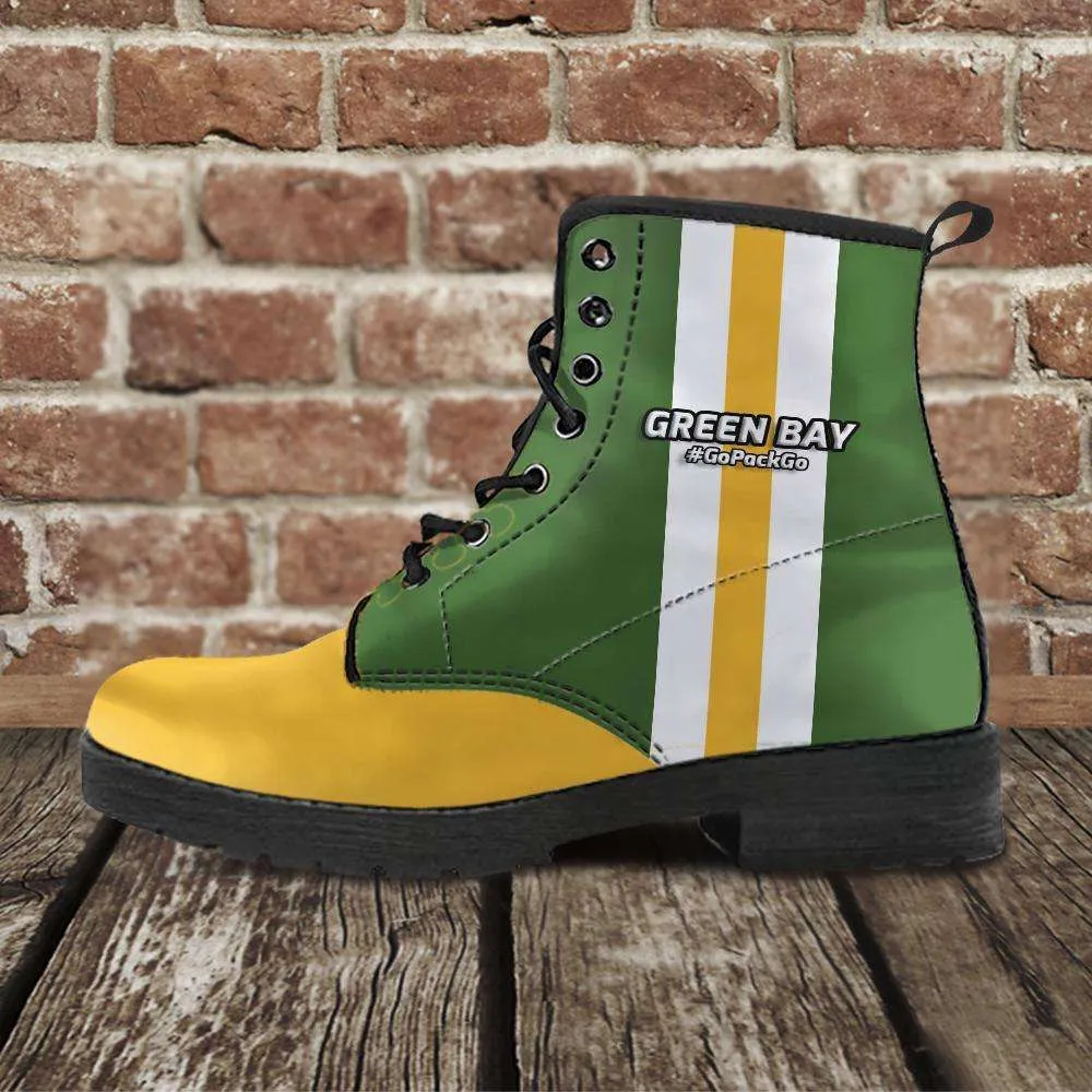 #GoPackGo Green Bay Faux Leather 7 Eye Lace-up Boots