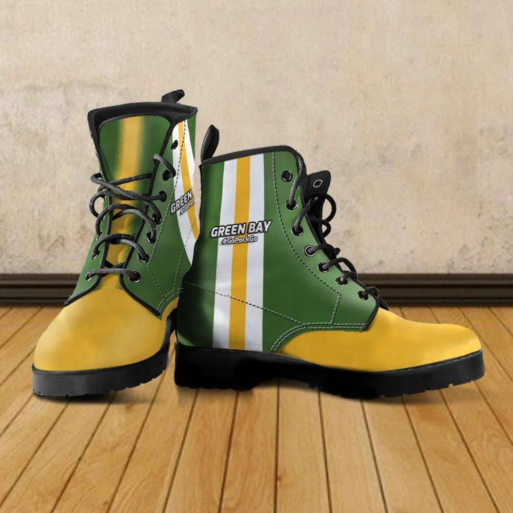 #GoPackGo Green Bay Faux Leather 7 Eye Lace-up Boots