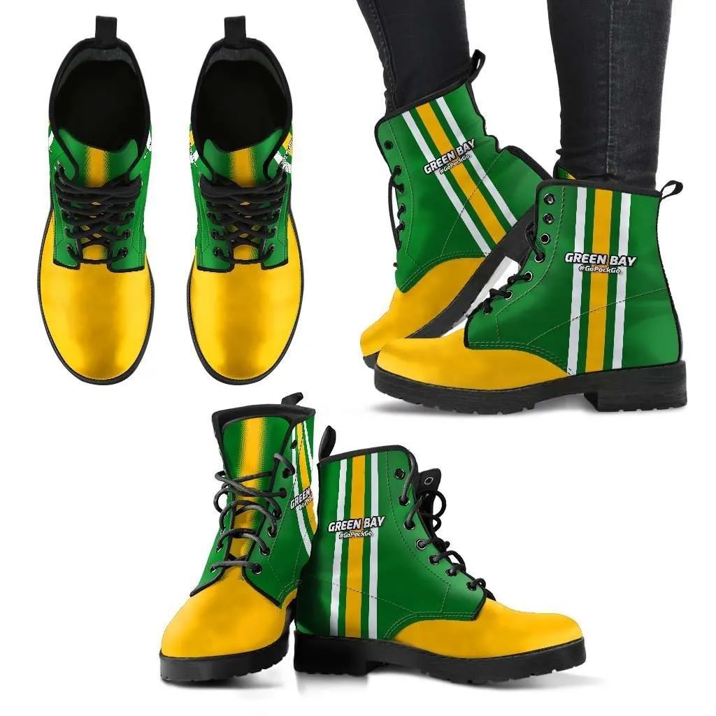 #GoPackGo Green Bay Faux Leather 7 Eye Lace-up Boots