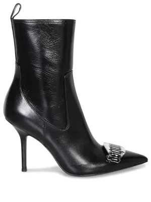 Gothic Plaque Black Pointed Booties