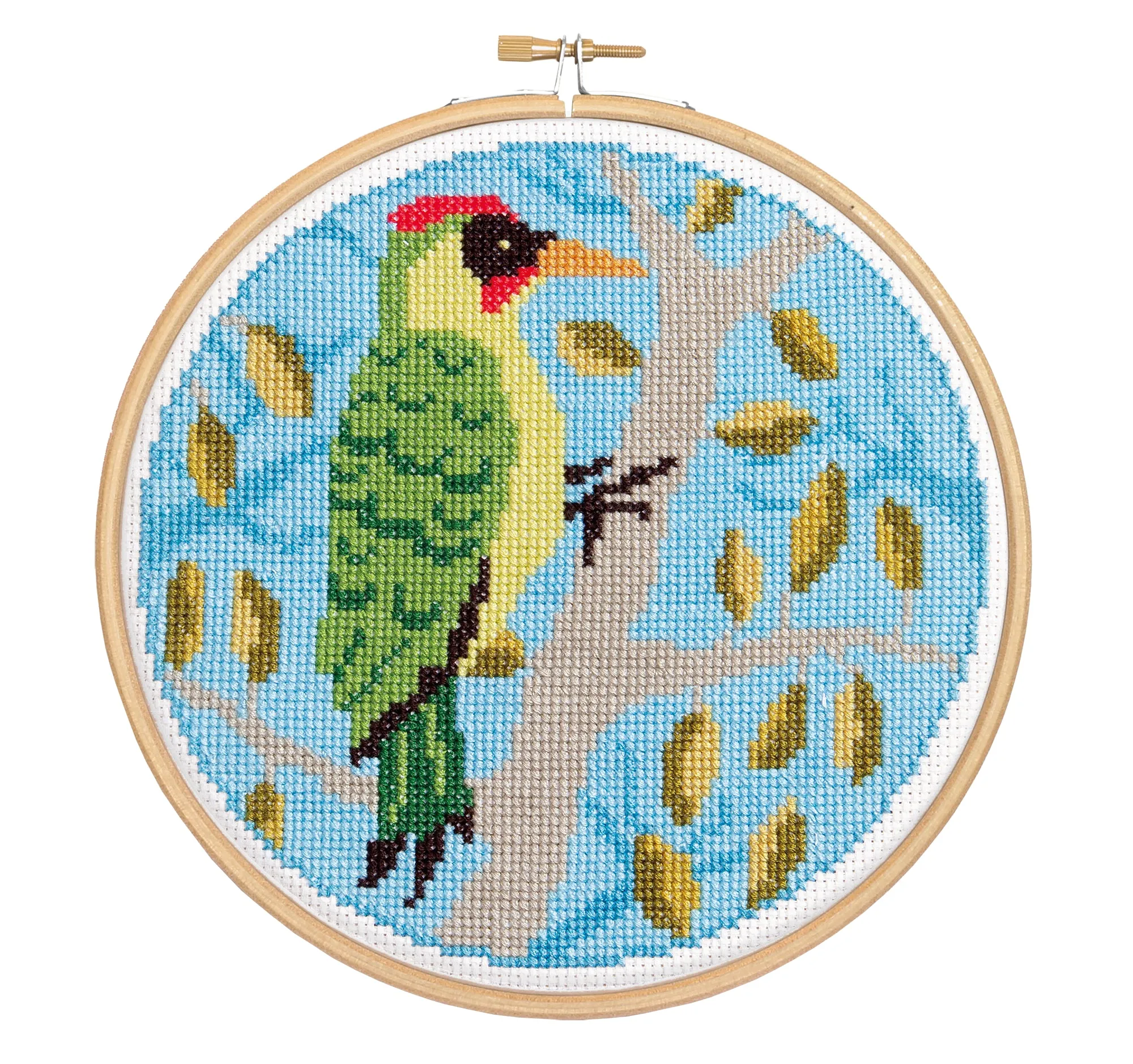 Green Woodpecker Cross Stitch Kit