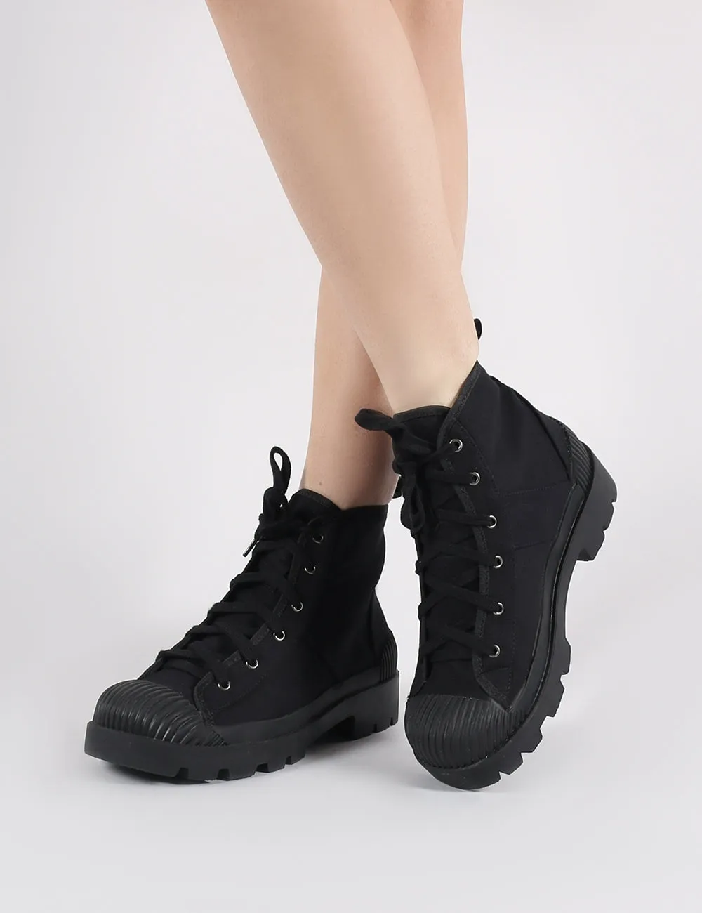 Greenland Ankle Boots in Black Canvas