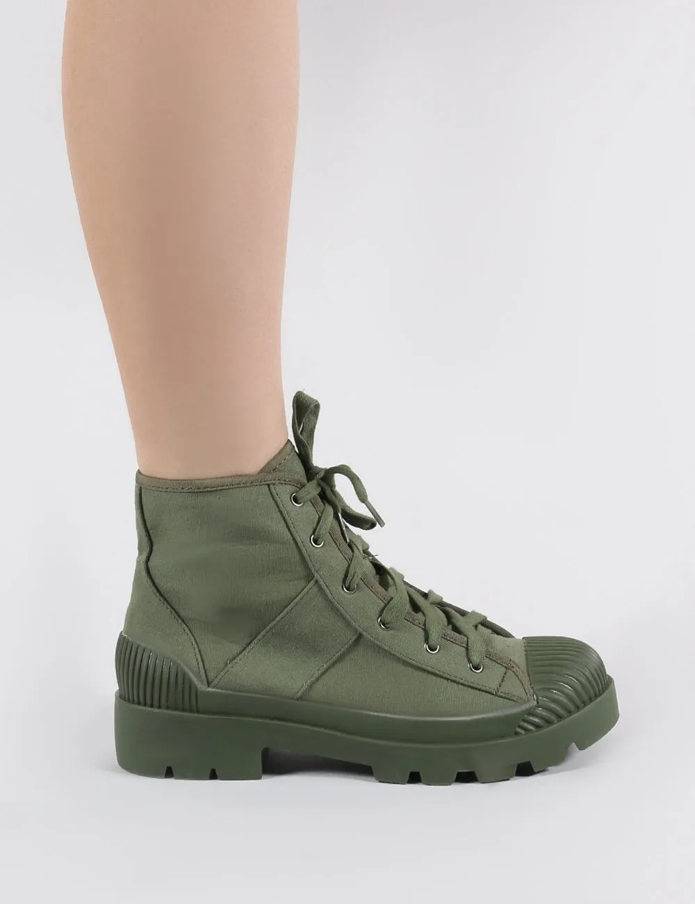 Greenland Ankle Boots in Khaki Canvas