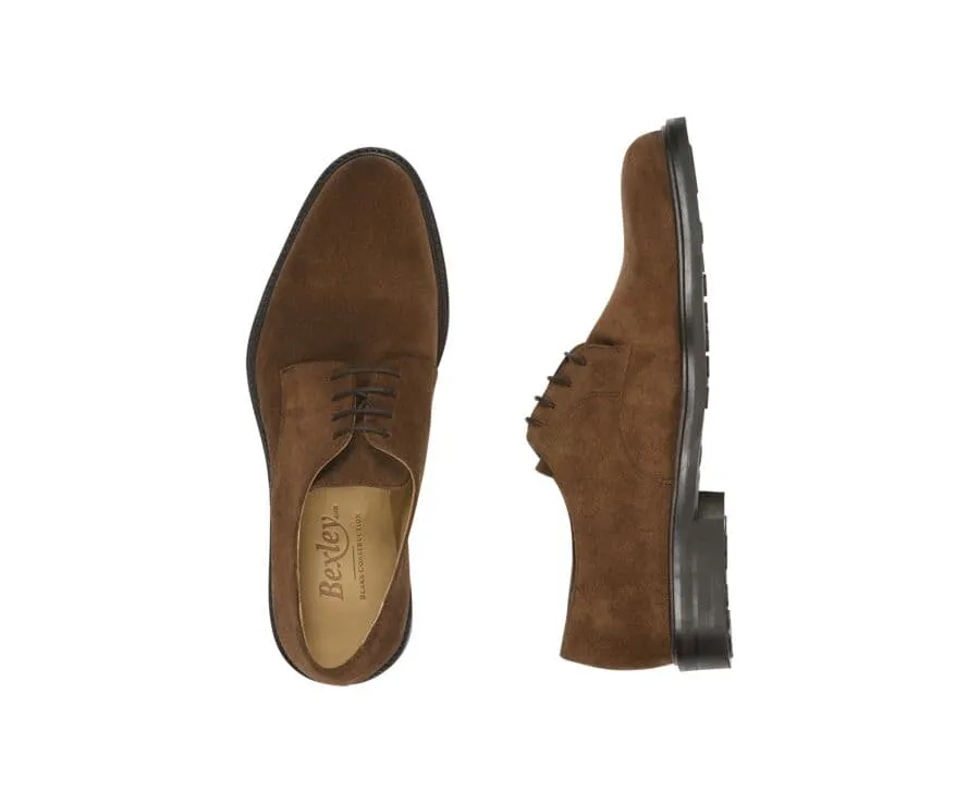 Havana suede Derby Shoes - Rubber outsole - DOVER GOMME CITY