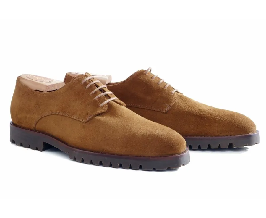 Hazelnut Suede Derby Shoes - Rubber outsole - BUSHEY GOMME