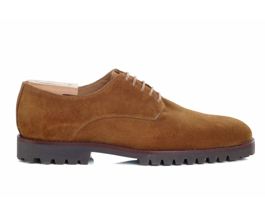 Hazelnut Suede Derby Shoes - Rubber outsole - BUSHEY GOMME