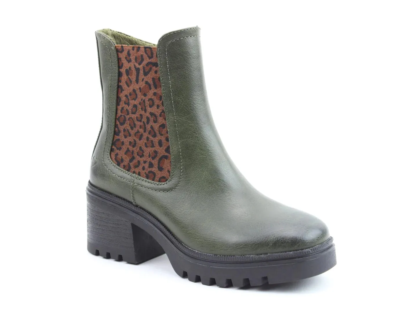 Heavenly Feet Clemmy2 Womens Khaki Leopard Zip Up Chelsea Style Ankle Boots