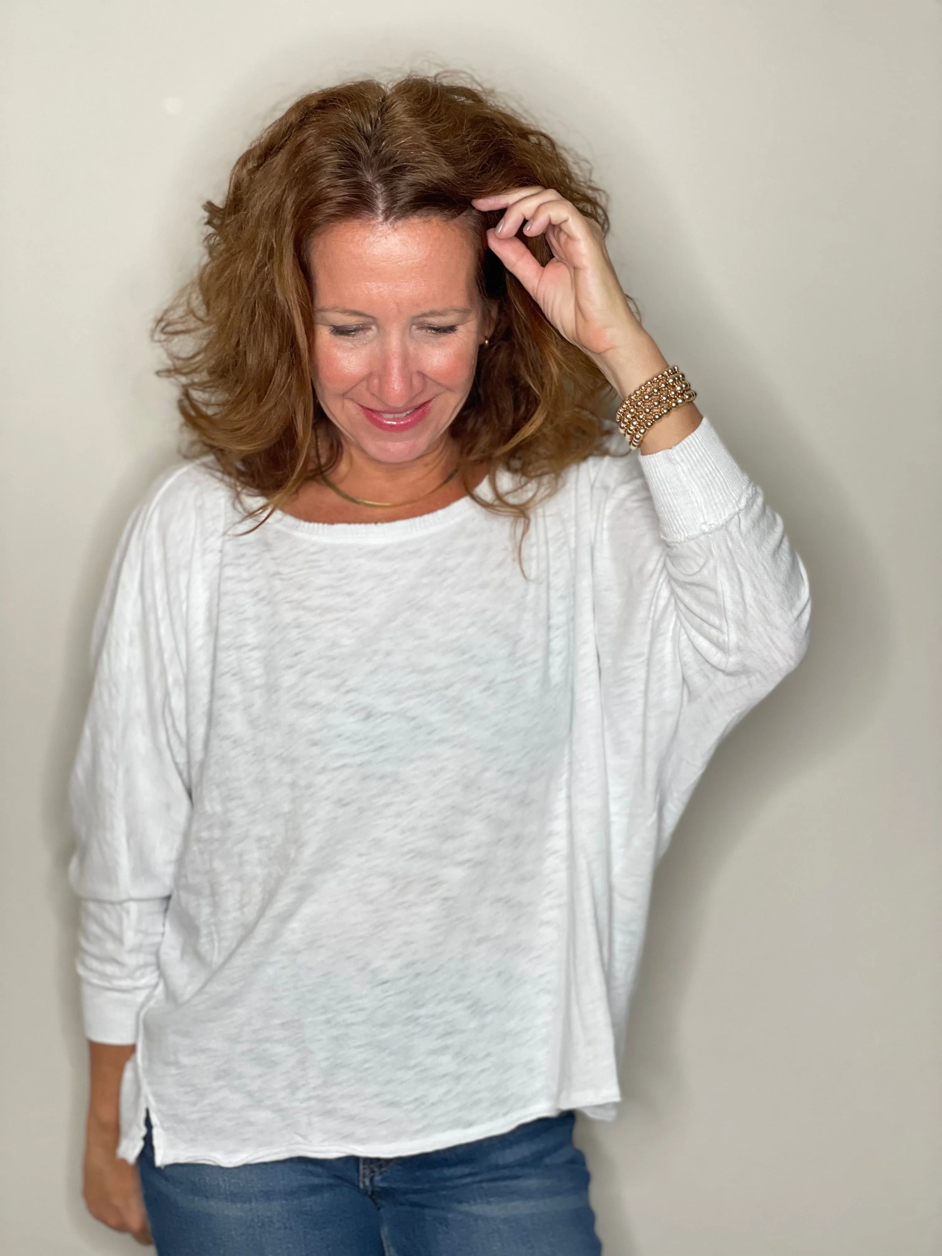 Hello Nite Oversized Dolman Tee in White