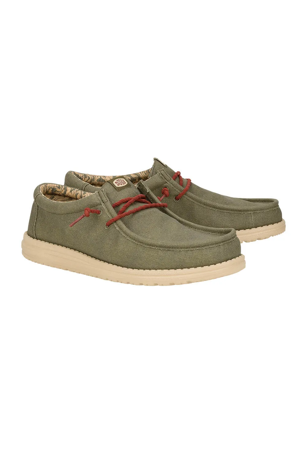 HEYDUDE Men’s Wally Waxed Canvas Shoes in Olive | 41873-337