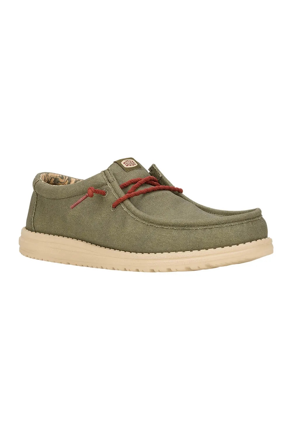 HEYDUDE Men’s Wally Waxed Canvas Shoes in Olive | 41873-337