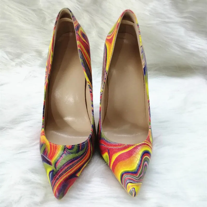 High-heels Yellow Ombre Colorful Fashion Women Party Shoes