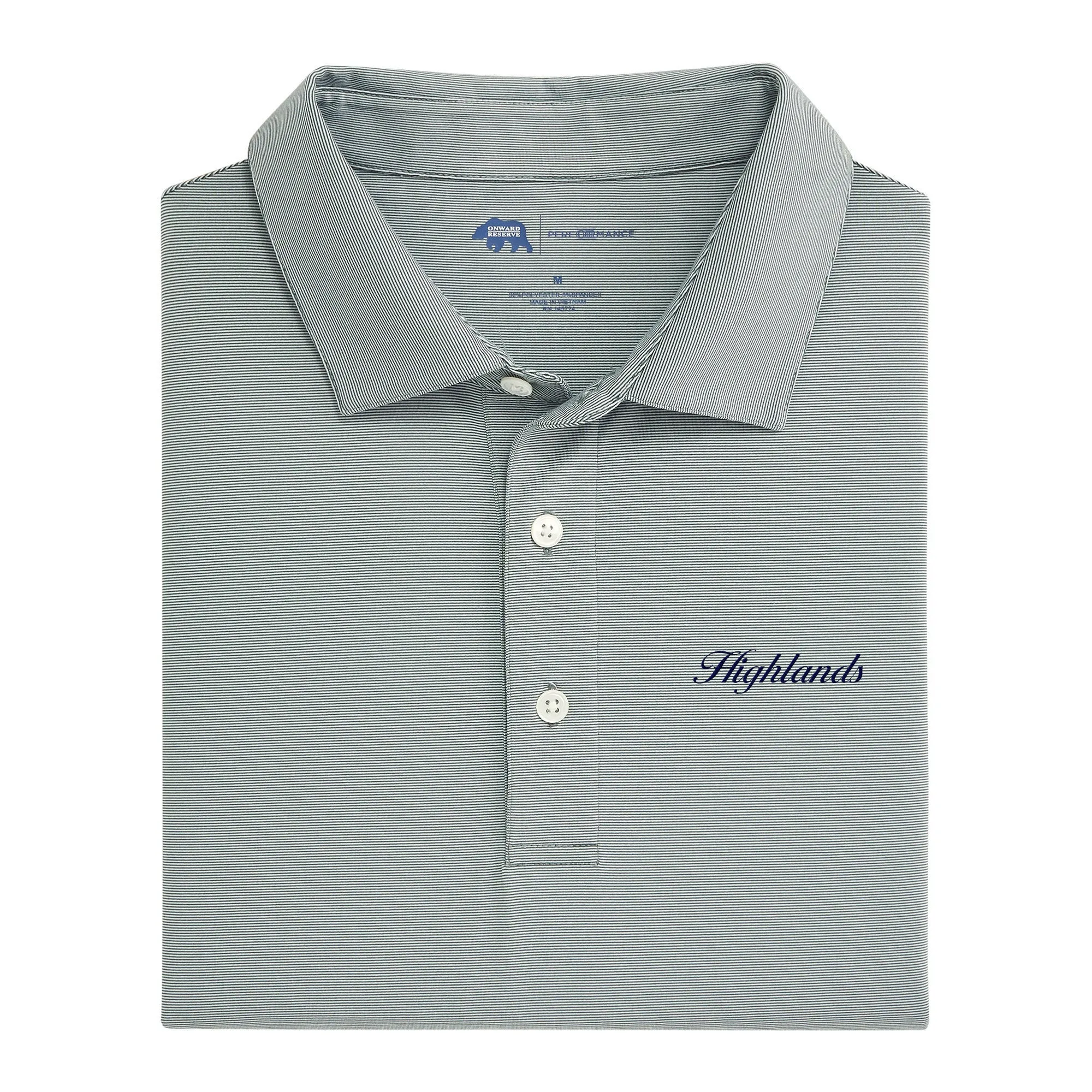 Highlands Town Script Hairline Stripe Performance Polo - Trekking