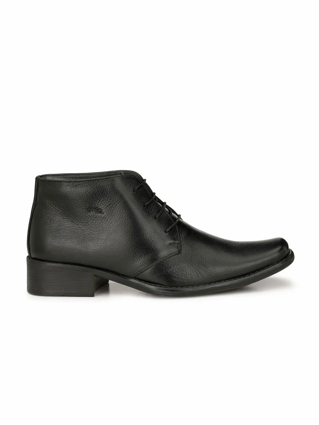 Hitz Men's Black Leather Derby Formal Ankle Shoes