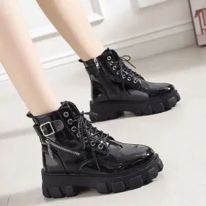 Hnzxzm Short Shoes For Woman Combat Women's Ankle Boots Biker Black Booties Punk Style Footwear Stylish Promotion Trend 2024 Goth