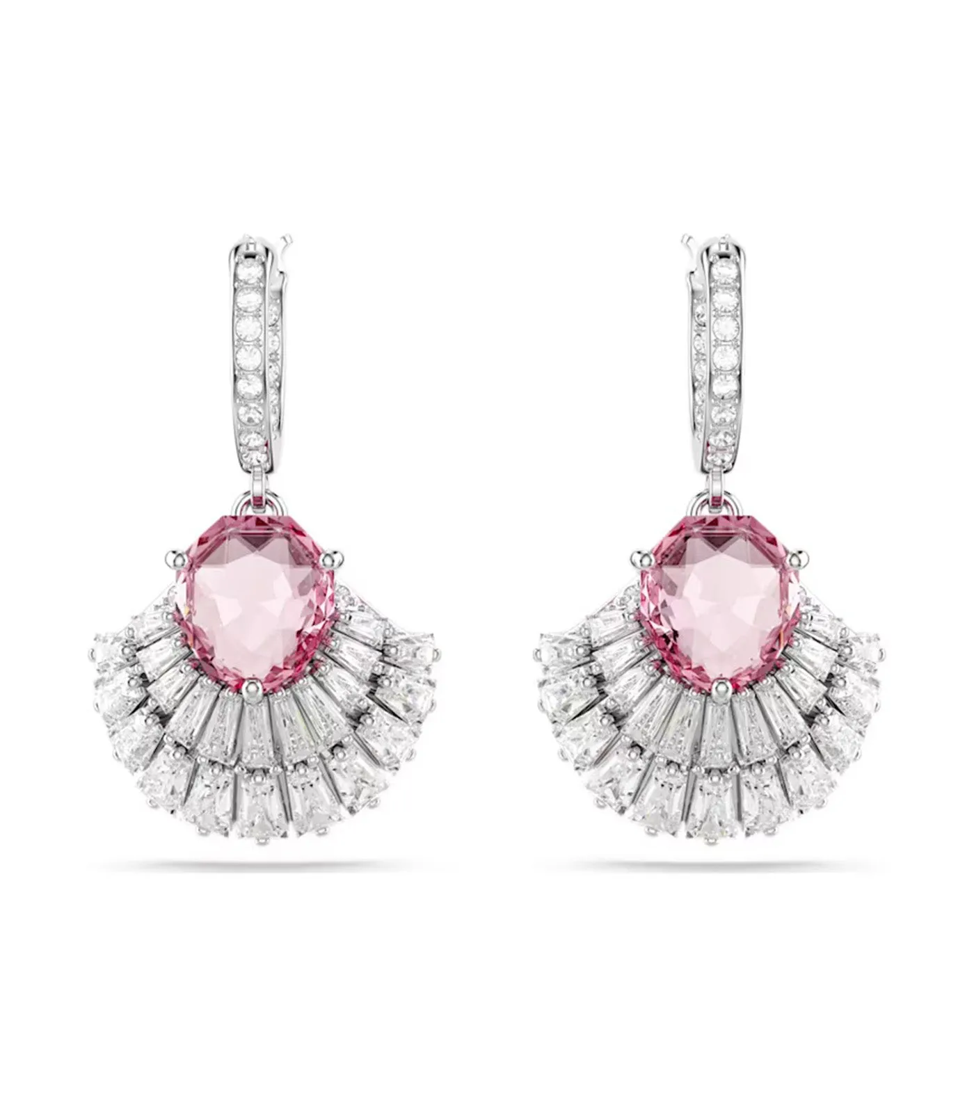 Idyllia Drop Earrings Shell, Pink, Rhodium Plated