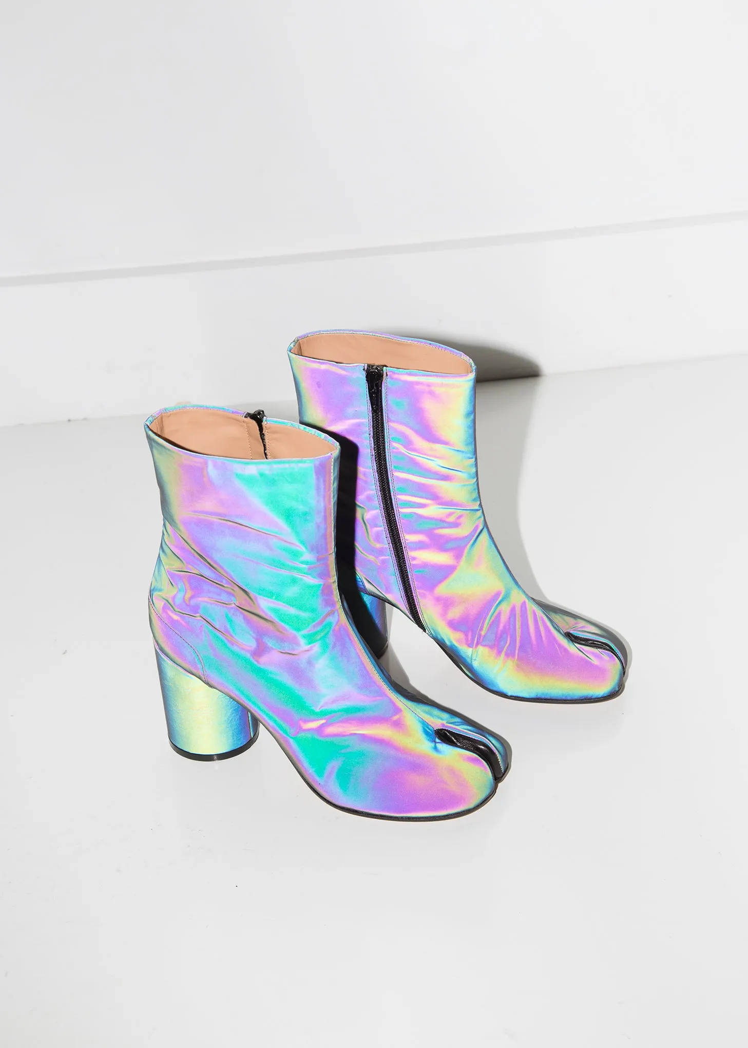 Iridescent Tabi Ankle Boots